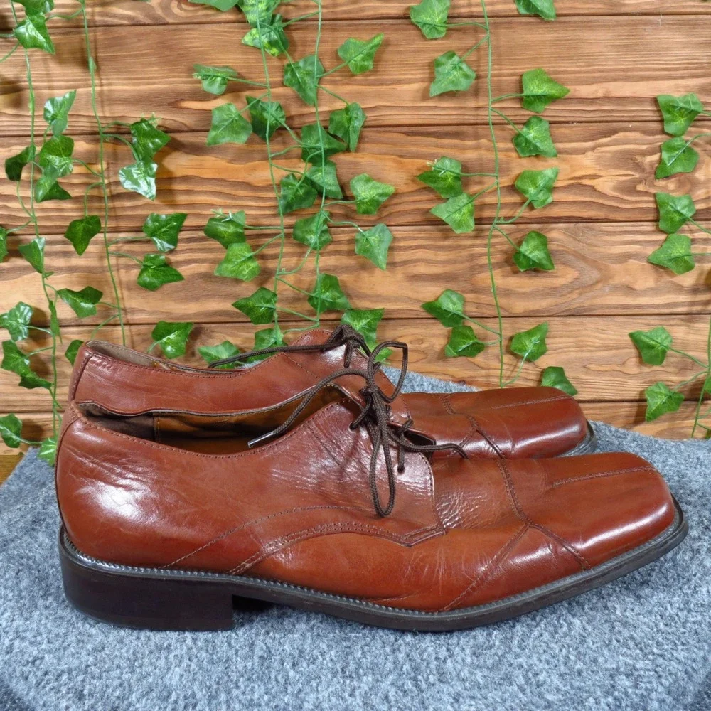 Stacy Adams Derby Men Casual Shoe Size 10.5 Medium Brown Leather Square Toe‎